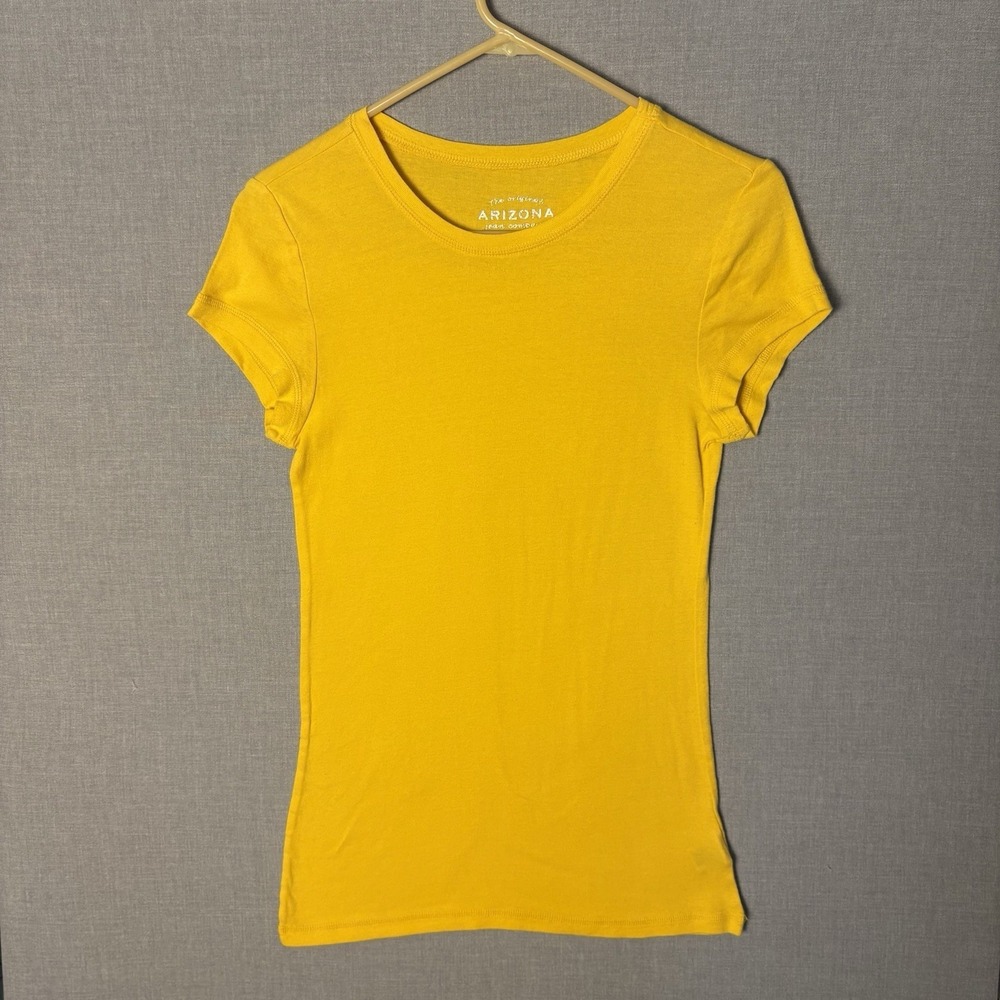 Y2K Arizona Jeans Long Fitted Tee T-shirt Cap Sleeves XL Fits Like Medium Yellow
